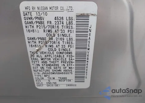 2011 Nissan Rogue S z USA, uszkodzony, nr VIN JN8AS5MV6BW668875